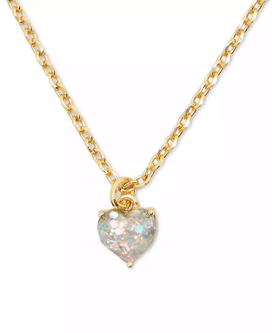 Gold-Tone Stone Heart Pendant Necklace, 16" + 3" extender