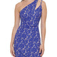 Womens Lace Overlay One Shoulder Bodycon Dress