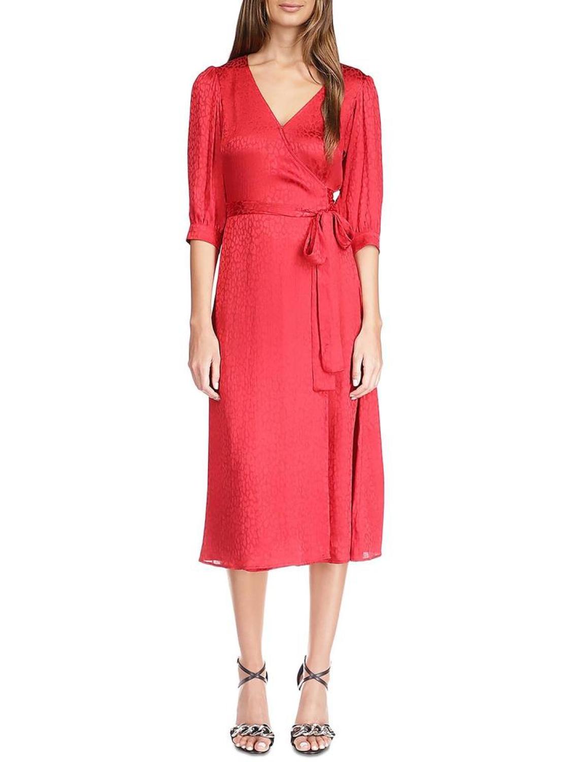 Womens Wedding Guest Midi Wrap Dress