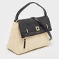 Kate Spade Beige/black Woven Straw And Leather Loula Shoulder Bag