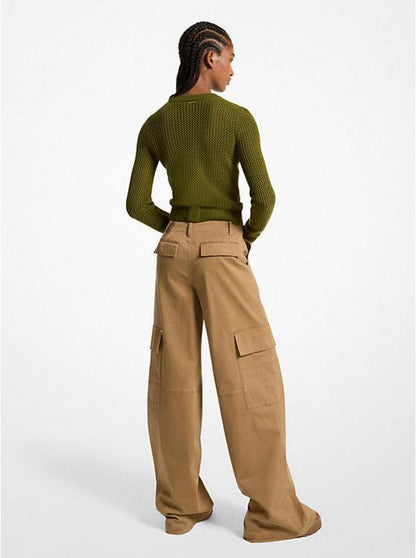 Stretch Organic Cotton Wide-Leg Cargo Pants