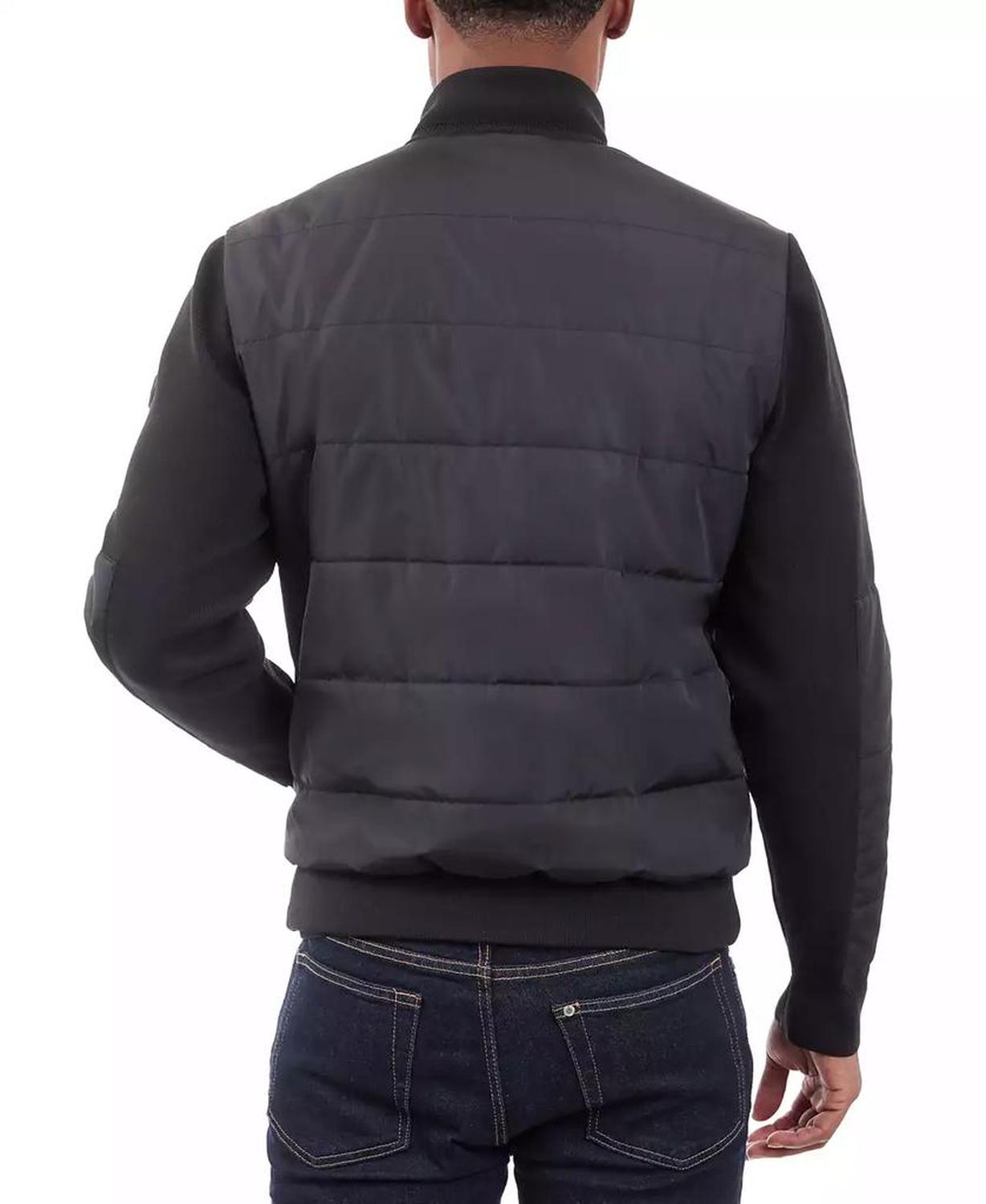 Men's Mixed-Media Knit-Sleeve Puffer Jacket