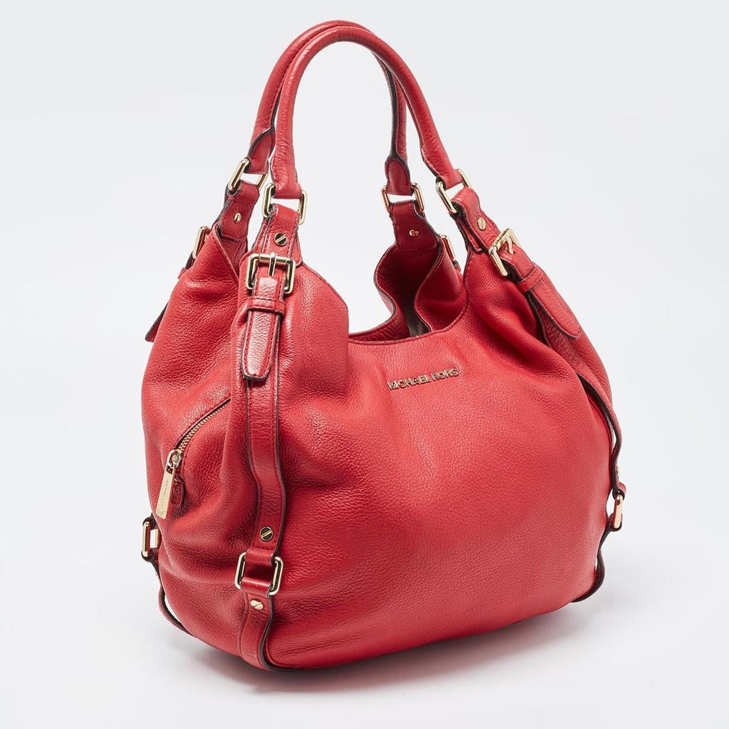 Michael Kors Red Leather Bedford Hobo