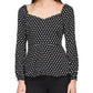 Womens Puff Sleeve Polka Dot Peplum Top