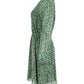 Michael Michael Kors Printed Long Sleeve Dress in Green Silk