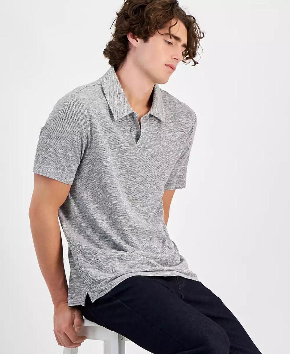 Men's Classic-Fit Textured Space-Dyed Polo Shirt