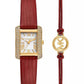 Women's Emery Three-Hand Red Leather Watch 22mm and Bracelet CNY Gift Set