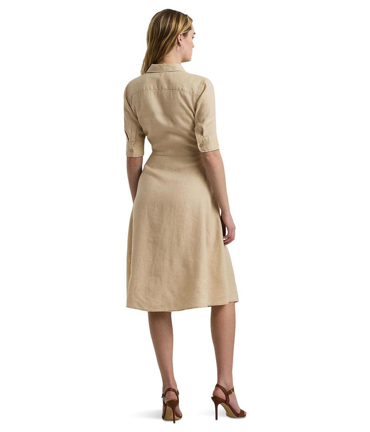 Tie-Front Linen Shirtdress