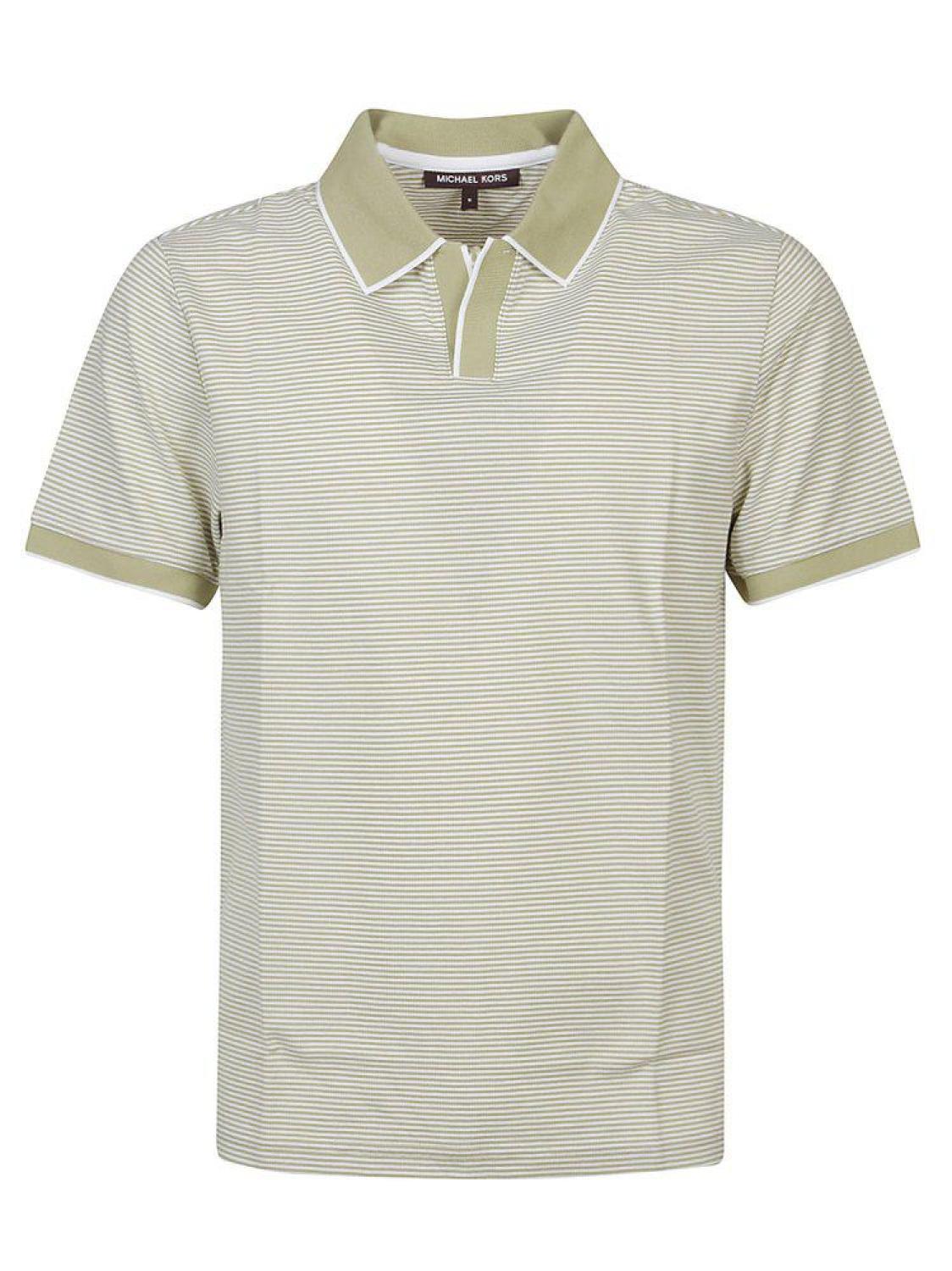 Michael Kors Pinstriped Short-Sleeved Polo Shirt