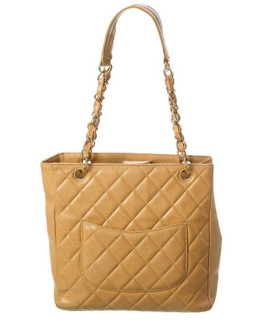 Chanel Beige Caviar Leather Petite Shopping Bag (Authentic Pre-Owned)