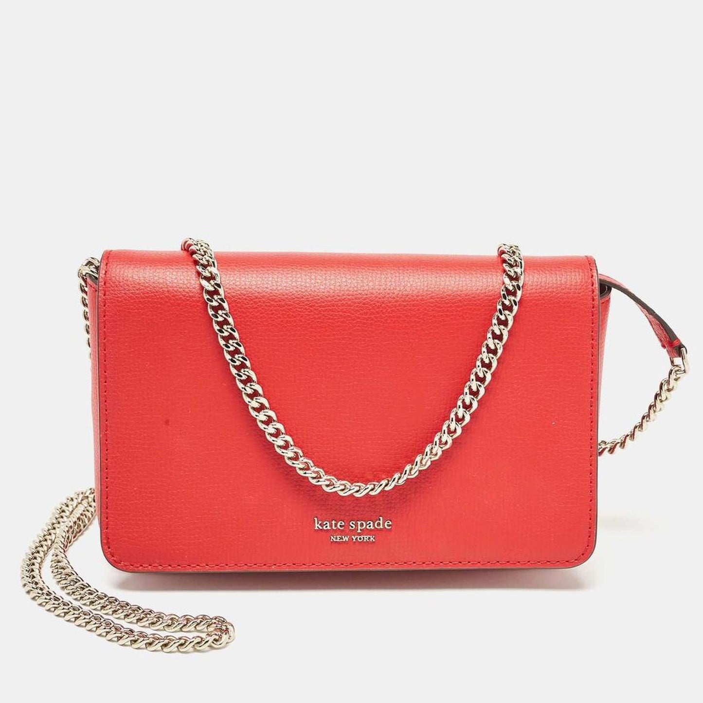 Red Leather New York Sylvie Chain Crossbody Bag