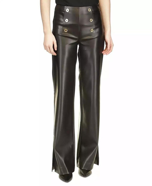 MICHAEL Women's Faux-Leather Sailor Pants