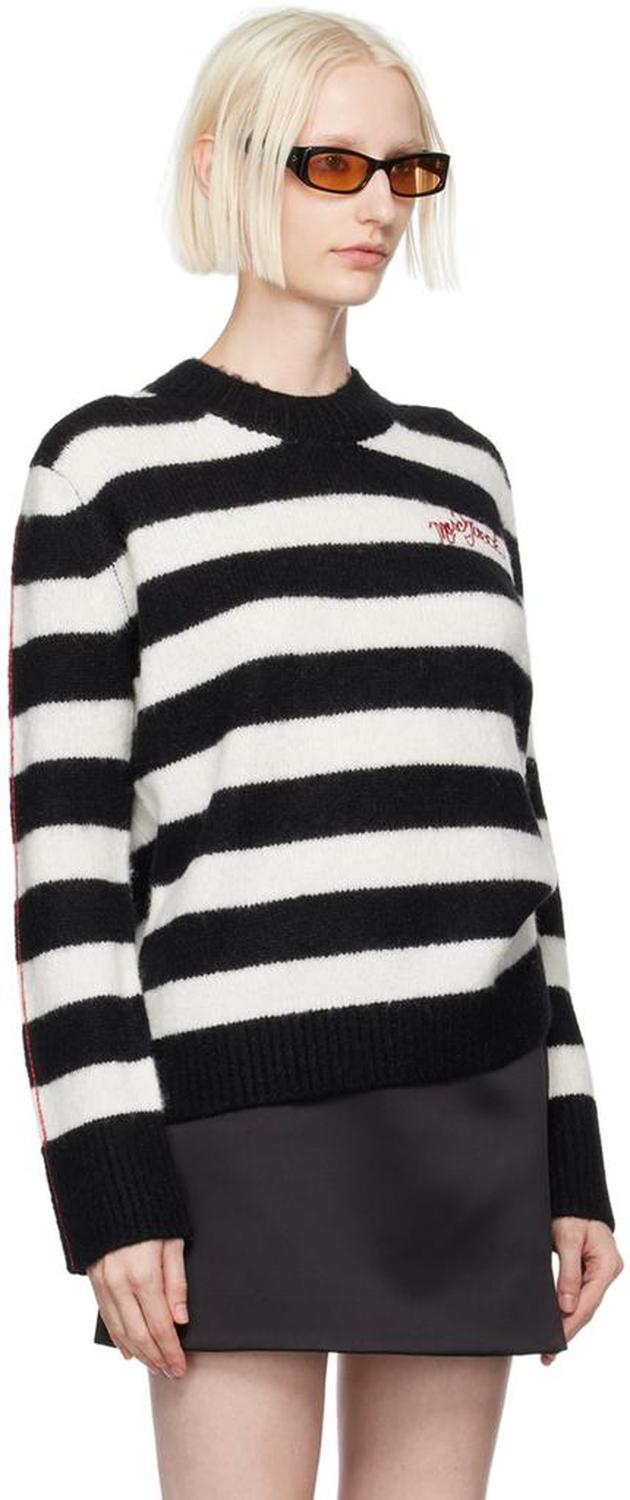 Black & White 'The Striped Brushed Logo' Sweater