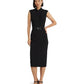 Belted Jersey Mock Neck Dress