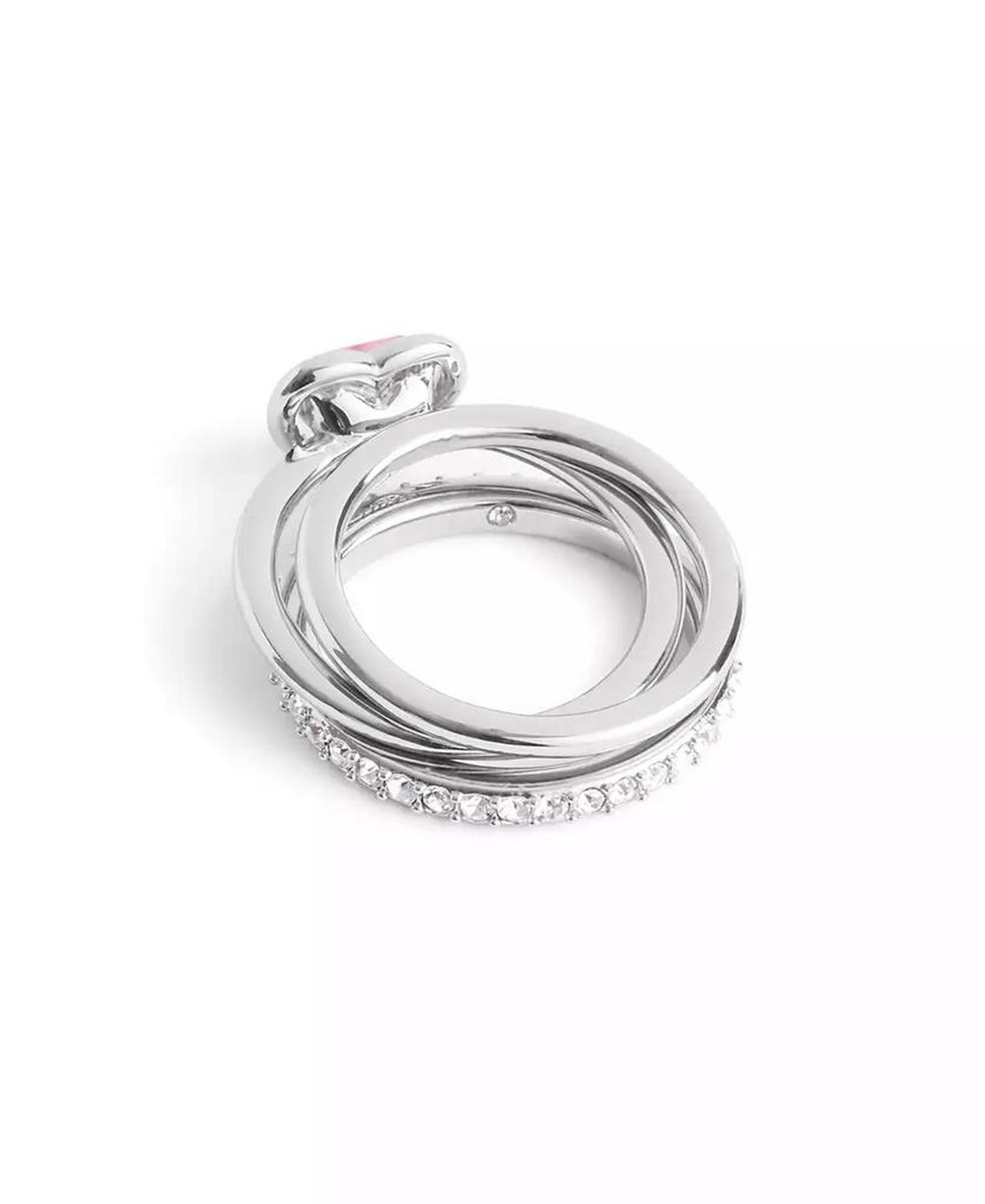 Faux Stone Halo Heart Stackable Ring Set