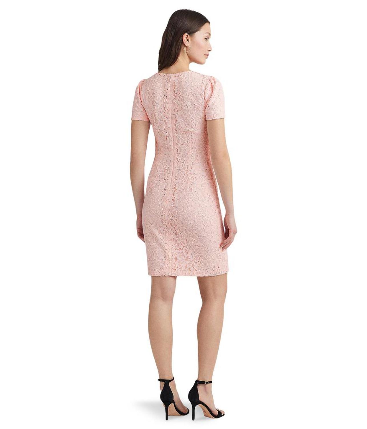 Lace Puff-Sleeve Cocktail Dress