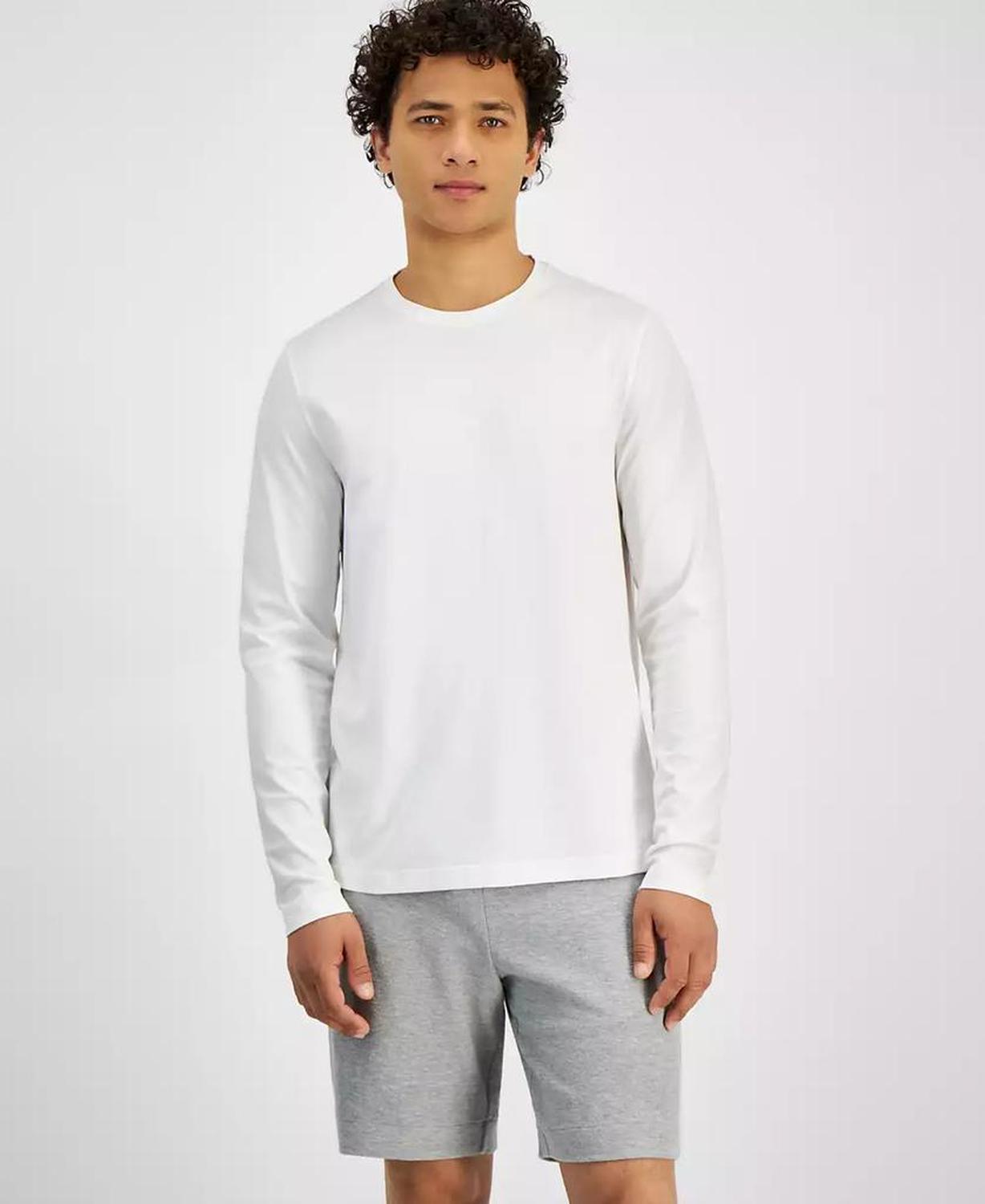 Men's Modern-Fit Stretch Mercerized Piqué Long-Sleeve T-Shirt