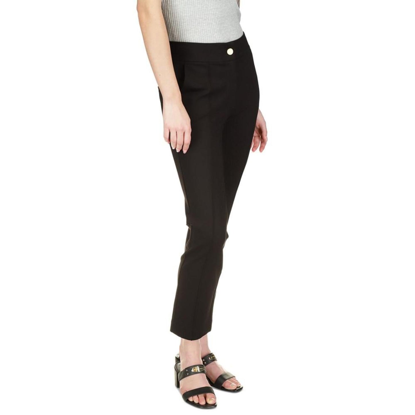 Petite High-Rise Ponte Pintuck Pants