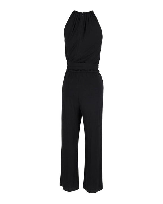 Michael Kors Halter Jumpsuit With Belt in Black Cotton