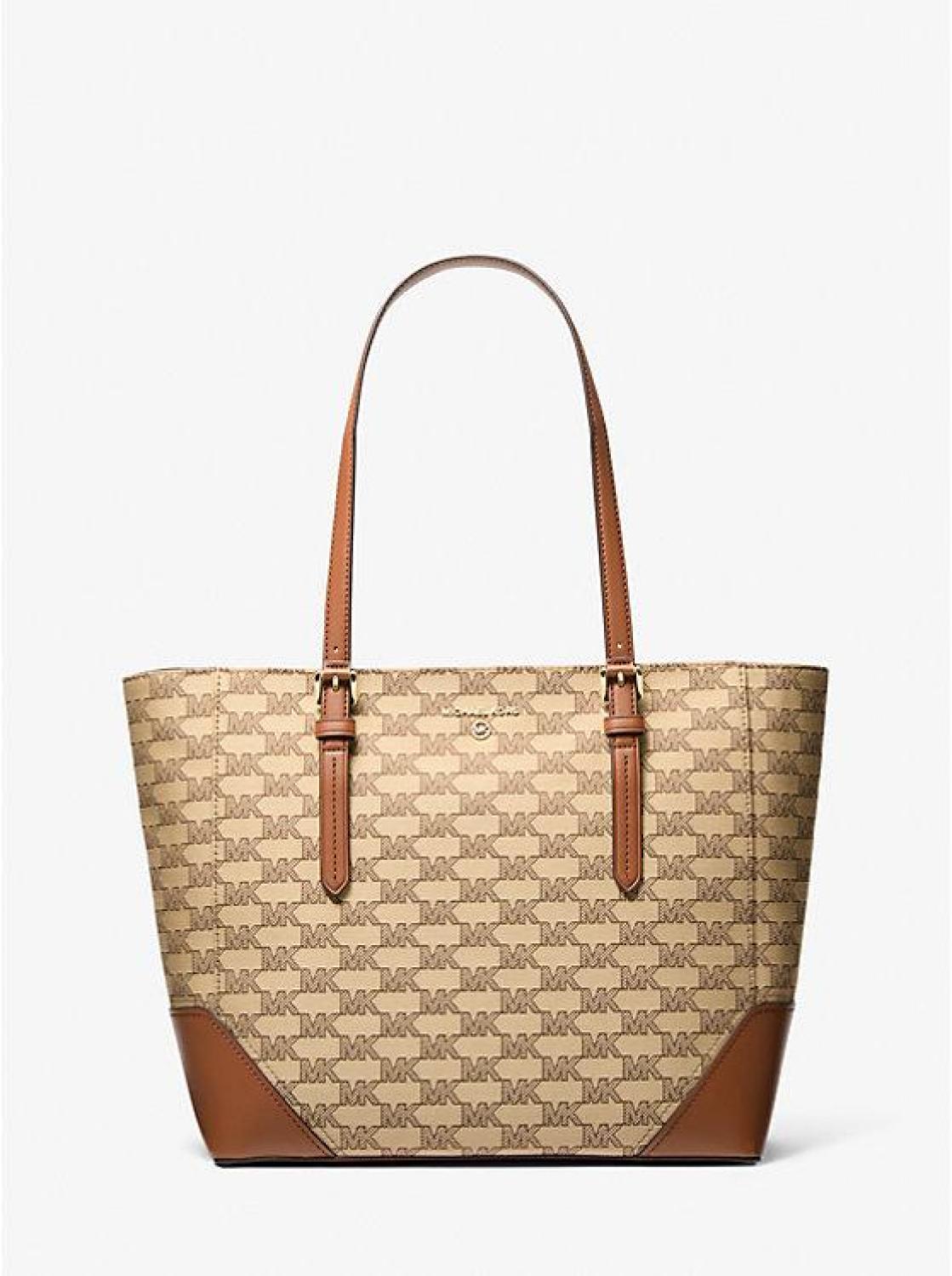 Aria Large Signature Logo Jacquard Tote Bag