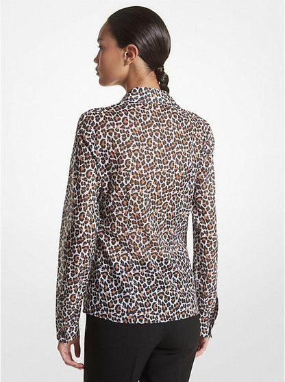 Hansen Leopard Print Cotton Voile Shirt