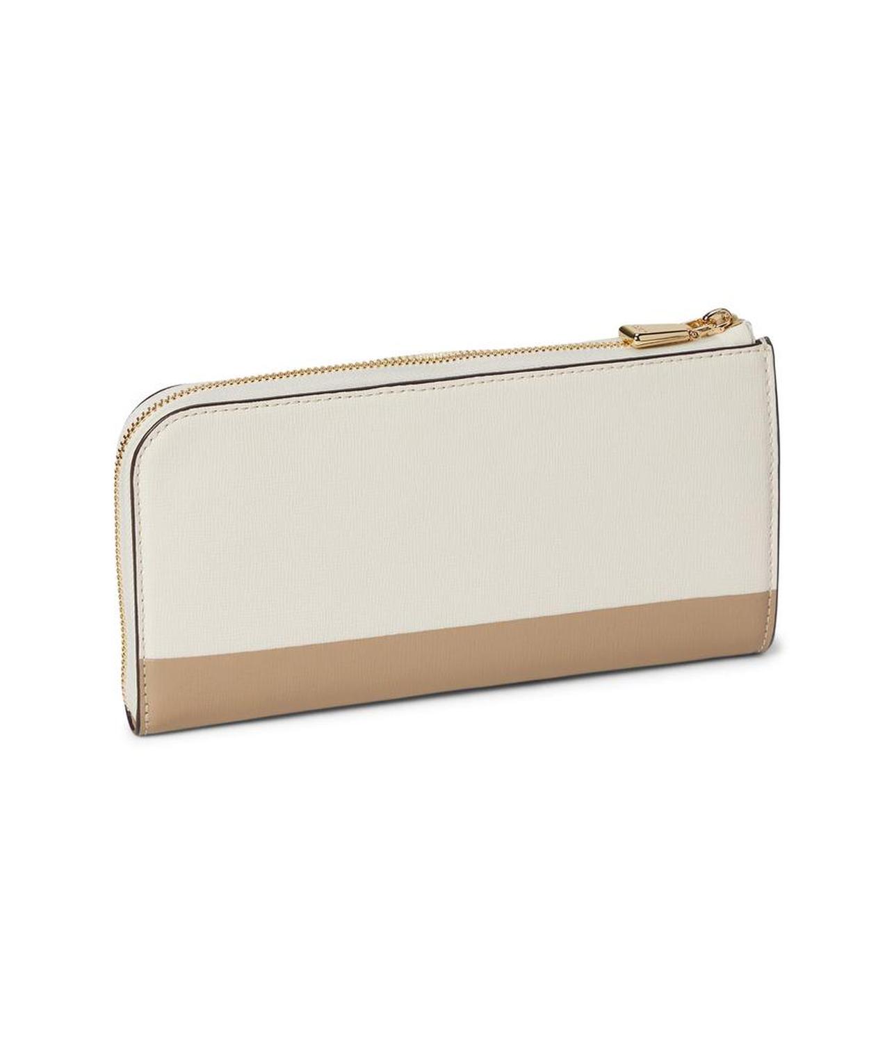 Devin Colorblocked Saffiano Leather Zip Around Continental Wallet