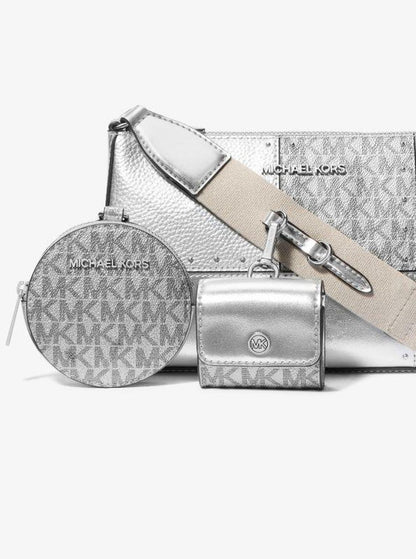 Jet Set Travel Small Metallic Patchwork and Signature Logo Crossbody Bag