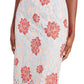 Pencil-Style Floral Skirt In Pale Blue/red