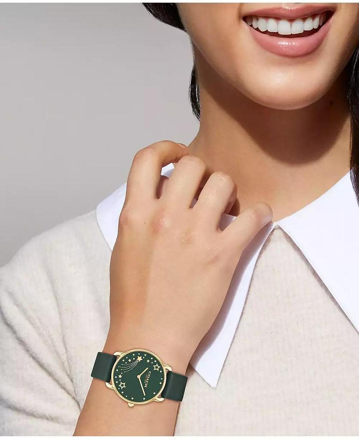 Women's Elliot Green Leather Strap Watch