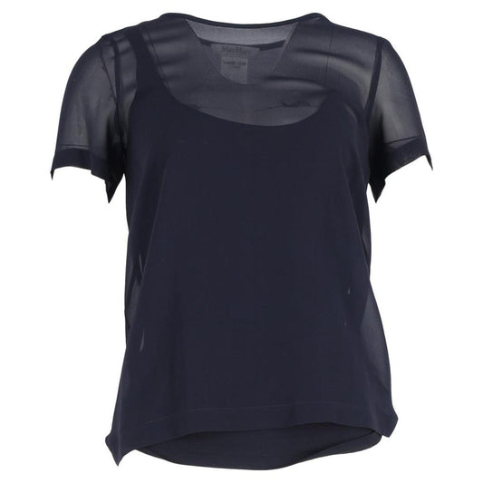 Short Sleeve Blouse in Navy Blue Silk