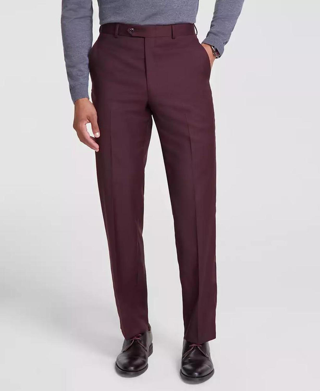 Men Classic-Fit Wool-Blend Suit Separate Pants