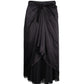 Max Mara Draped Midi Skirt in Black Silk