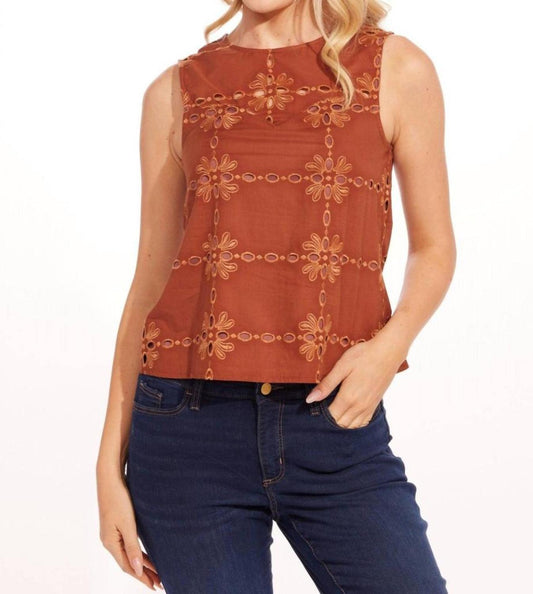 Carrie Cotton Eyelet Top In Sedona