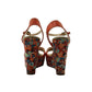 Marc Jacobs Floral Wedge Sandals in Orange Leather