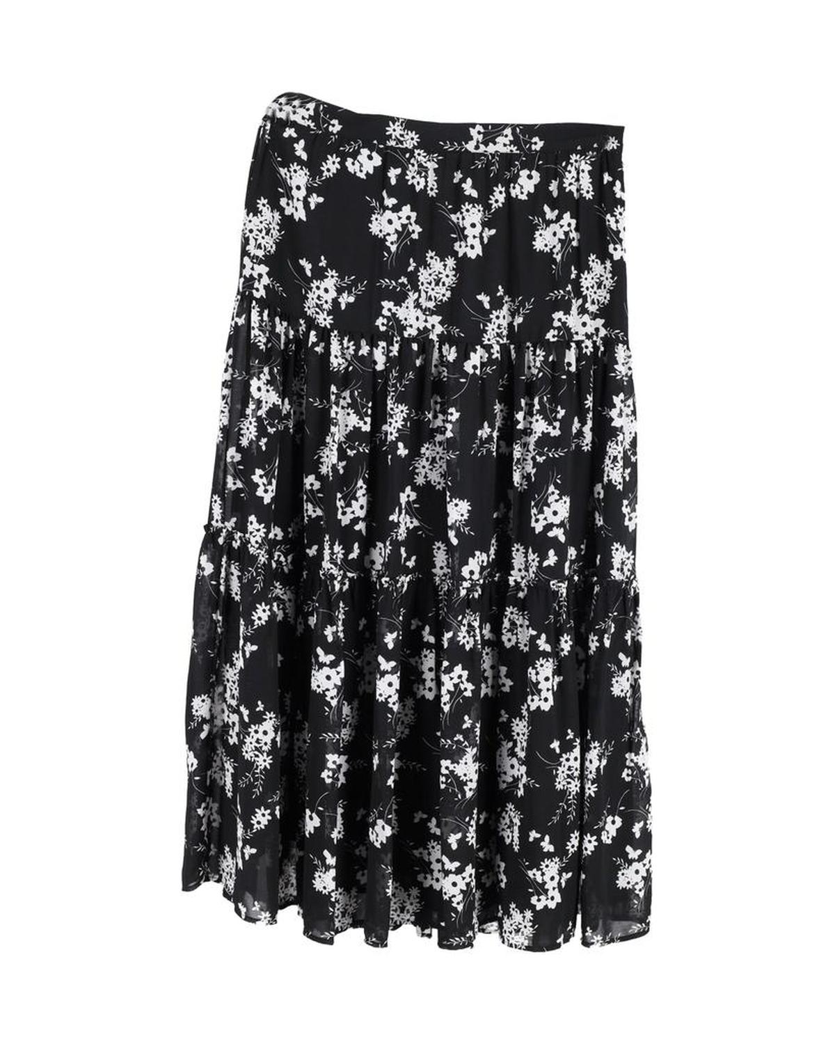 Michael Michael Kors Floral Print Skirt in Black Silk