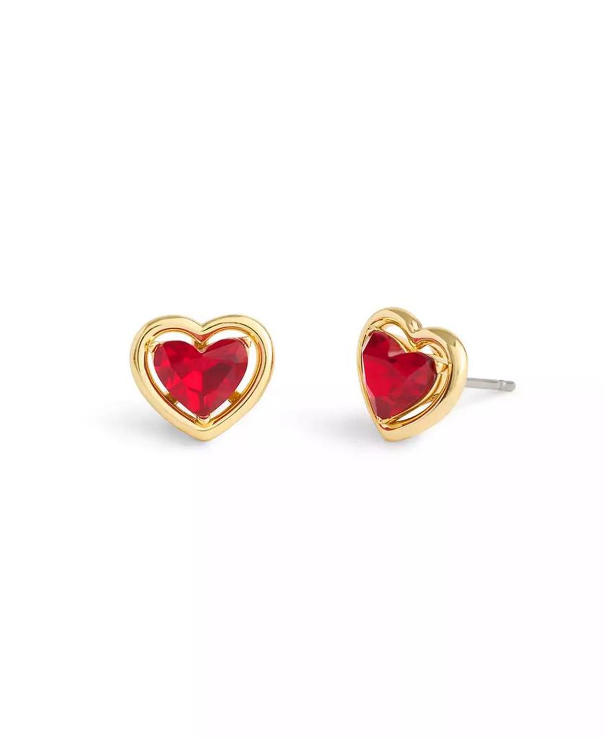 Faux Stone Halo Heart Stud Convertible Earrings