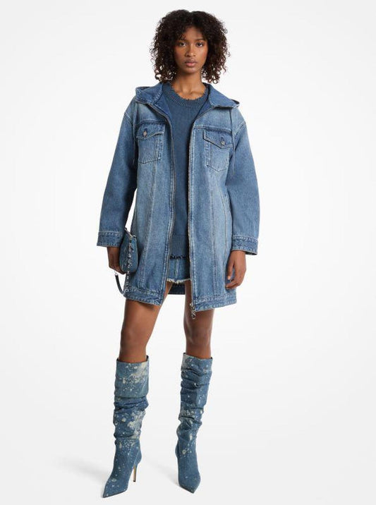 Oversized Hooded Denim Coat