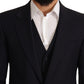 Dolce & Gabbana Elegant Dark Blue Wool Blend Martini Suit