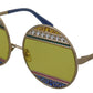 Dolce & Gabbana Crystal Embellished Gold Oval Sunglasses