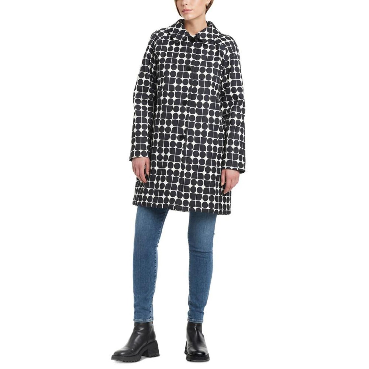 Women's Hooded Printed A-Line Raincoat