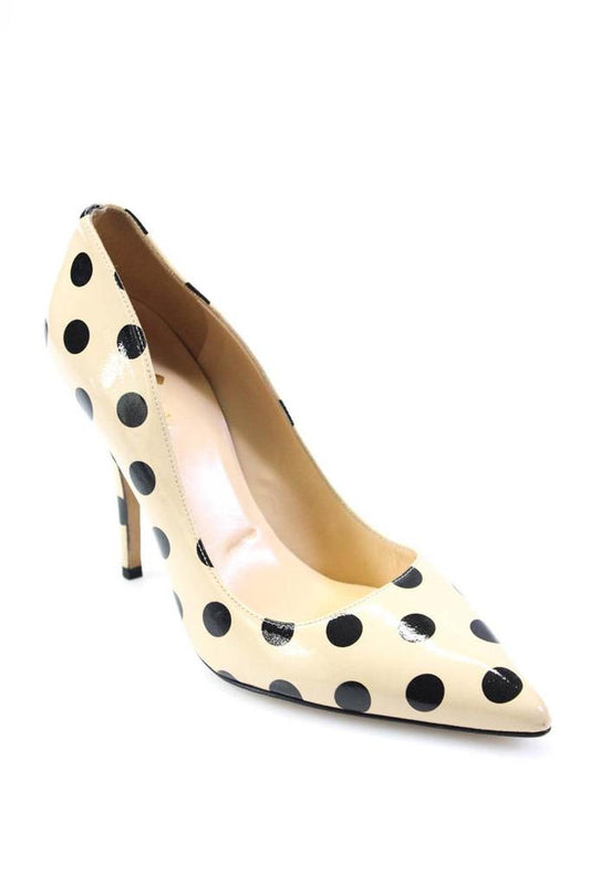 Kate Spade New York Womens Polka Dot Pointed Toe Pumps Beige Black