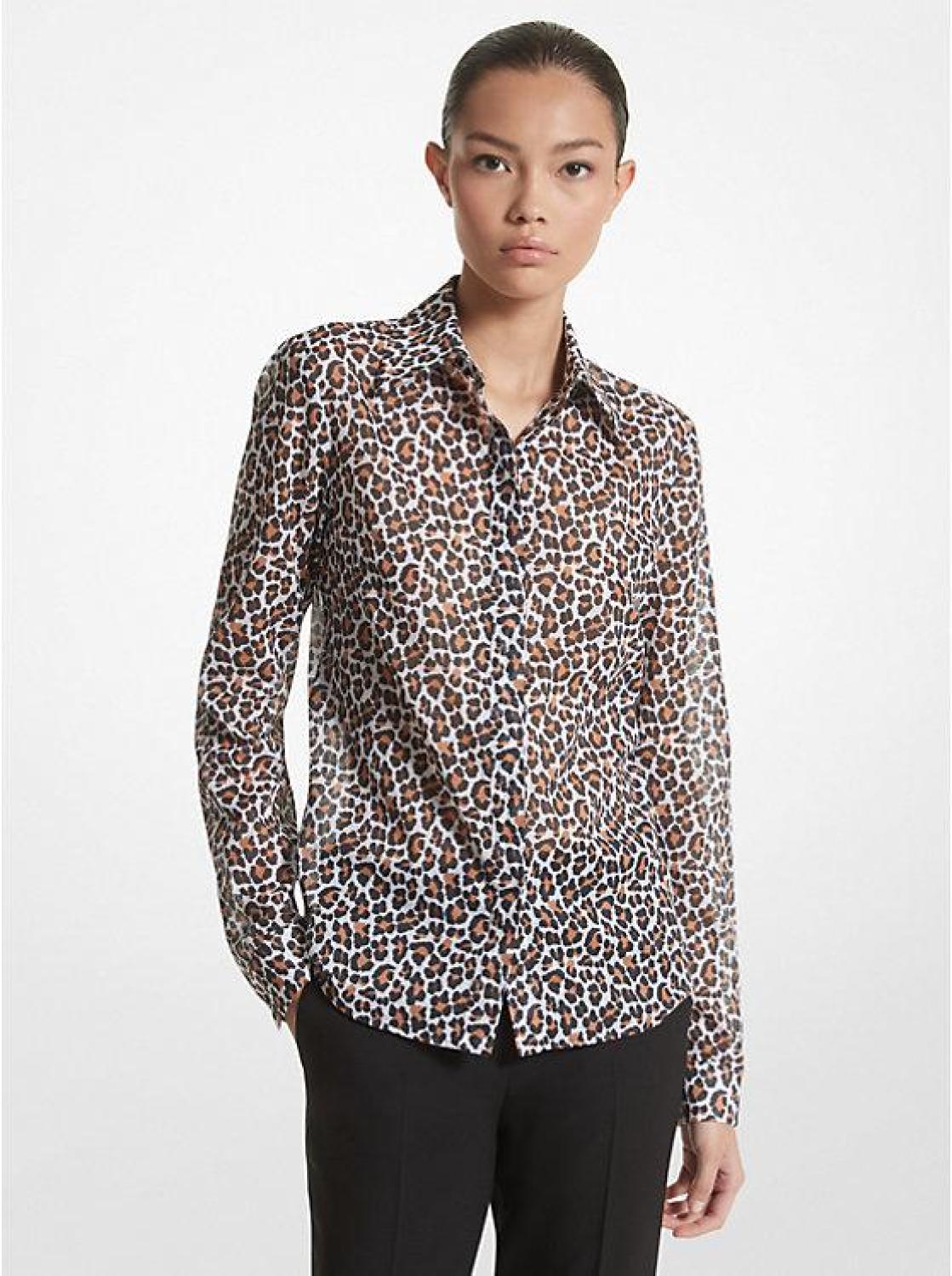 Hansen Leopard Print Cotton Voile Shirt