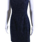 Michael Kors Collection Womens Back Zip Square Neck Speckled Dress Blue