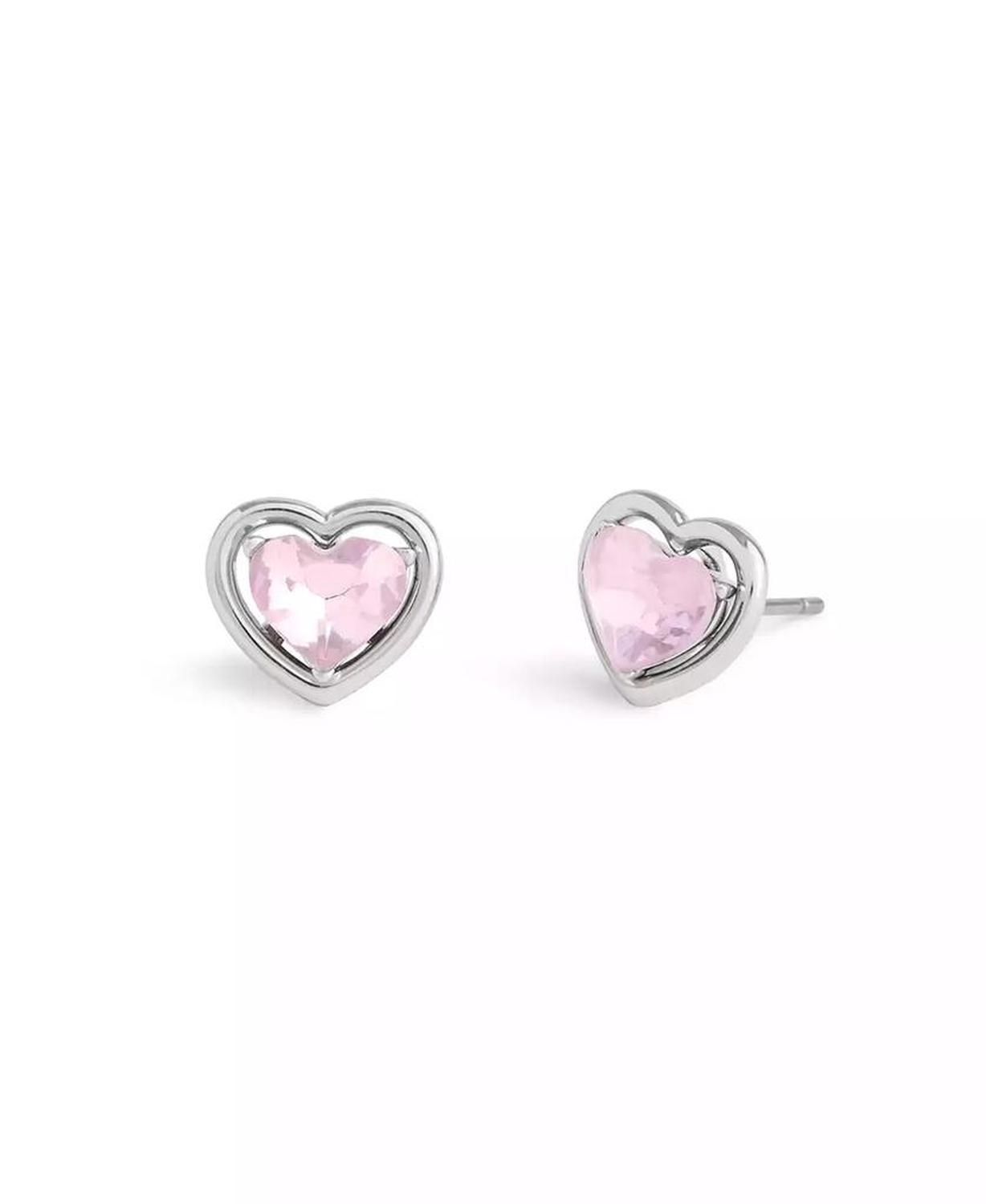 Faux Stone Halo Heart Stud Convertible Earrings