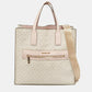 Michael Kors Off White/pink Signature Coated Canvas Large Kenly Tote