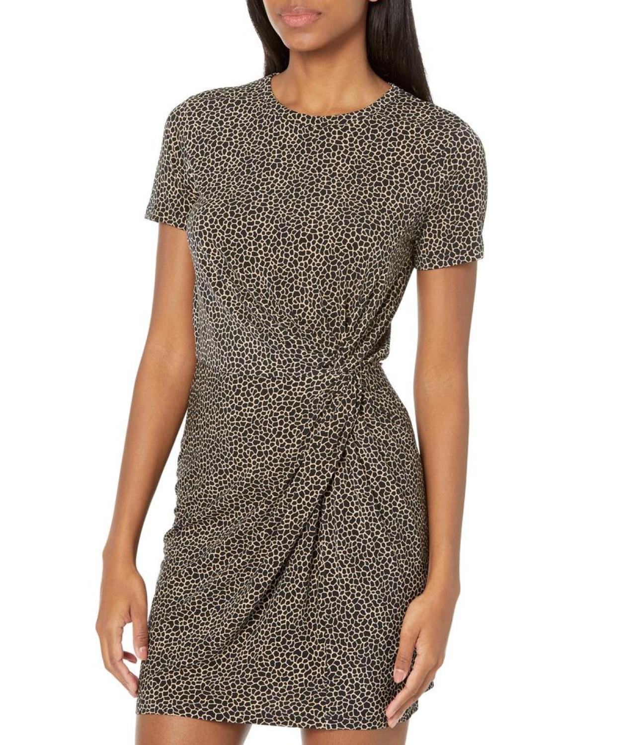 Petite Giraffe Twist Short Sleeve Mini Dress