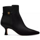 Women"s Rebecca Buckle Kitten-Heel Leather Booties