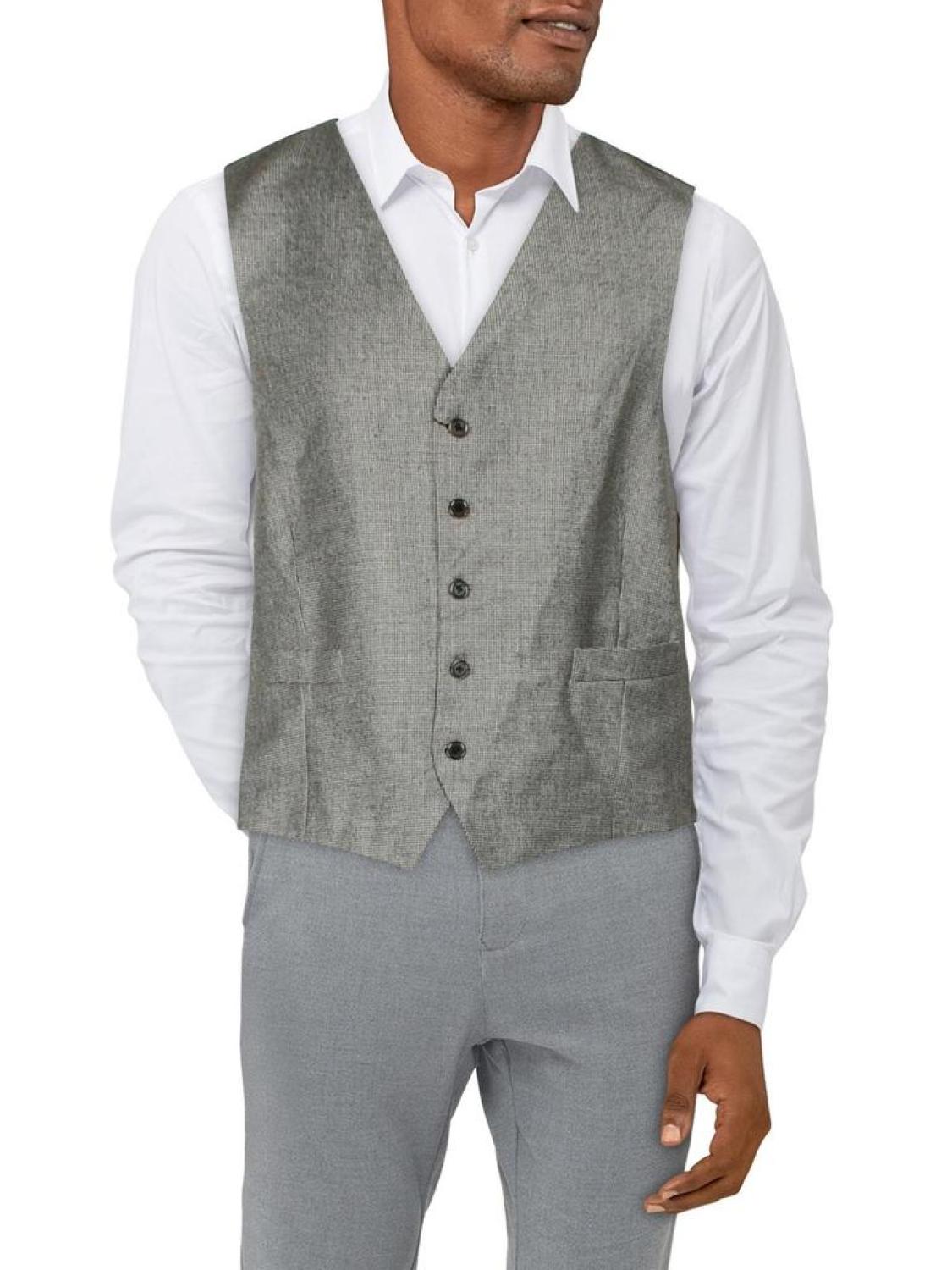 Mens Wool Houndstooth Suit Vest