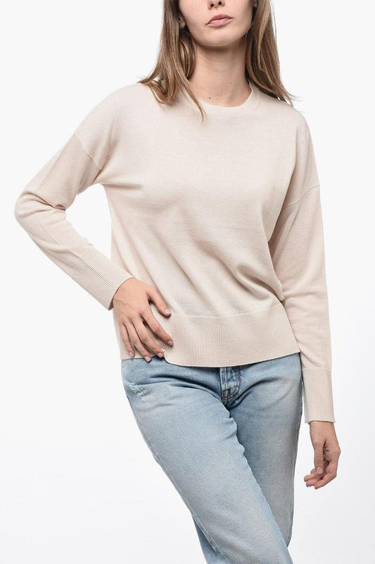 Virgin Wool Sweater With Ribbed Detail