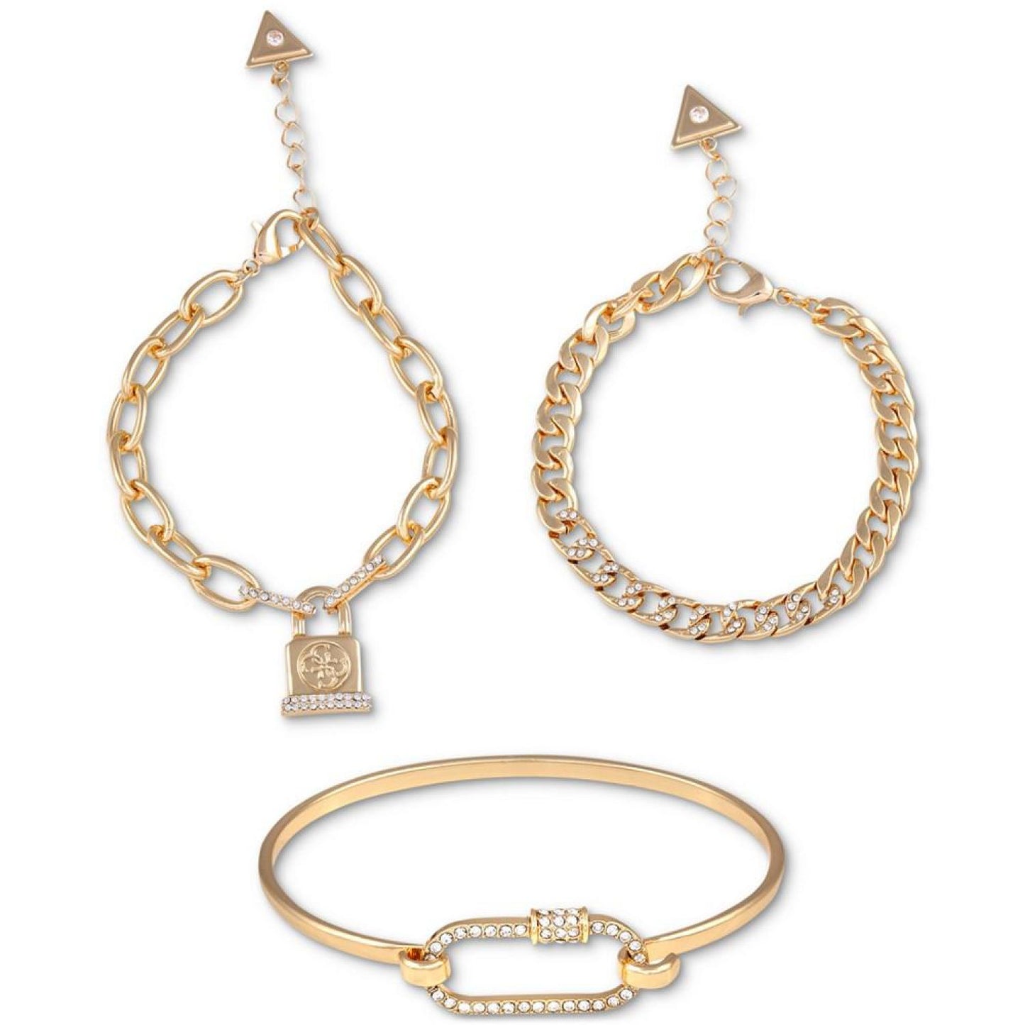 Gold-Tone 3-Pc. Set Pavé Pretty Punk Bracelets